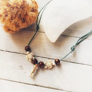Message in a bottle Handmade Leather Cord Necklace